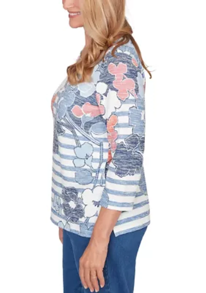 Women's Austin Stripe Floral Top