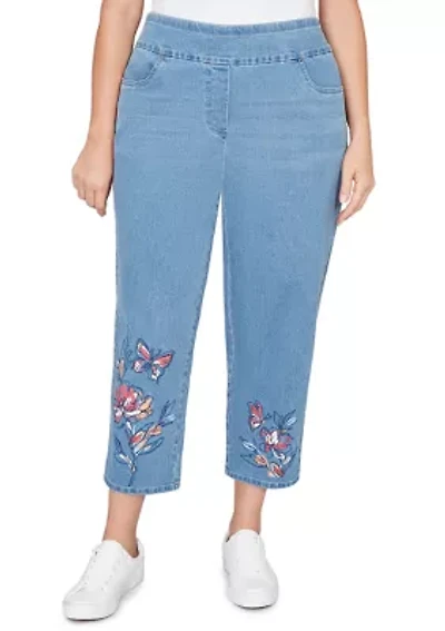 Plus Austin Butterfly Floral Pigment Print Ankle Pant