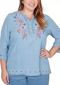 Plus Austin Embroidered Tencel™ Top