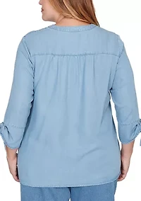 Plus Austin Embroidered Tencel™ Top