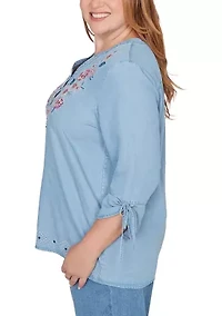Plus Austin Embroidered Tencel™ Top