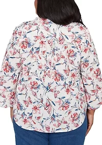 Plus Austin Etched Floral And Butterfly Top