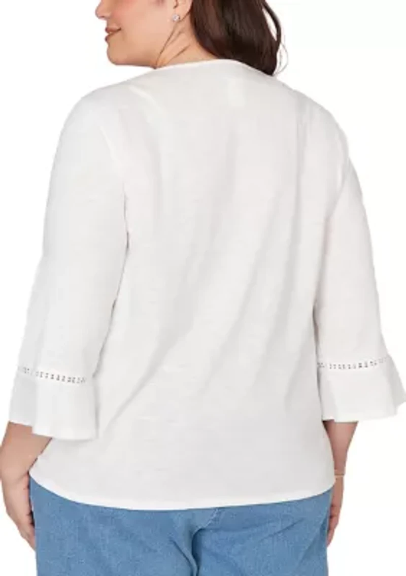 Plus Austin Embroidered Butterfly Top