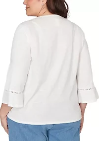 Plus Austin Embroidered Butterfly Top