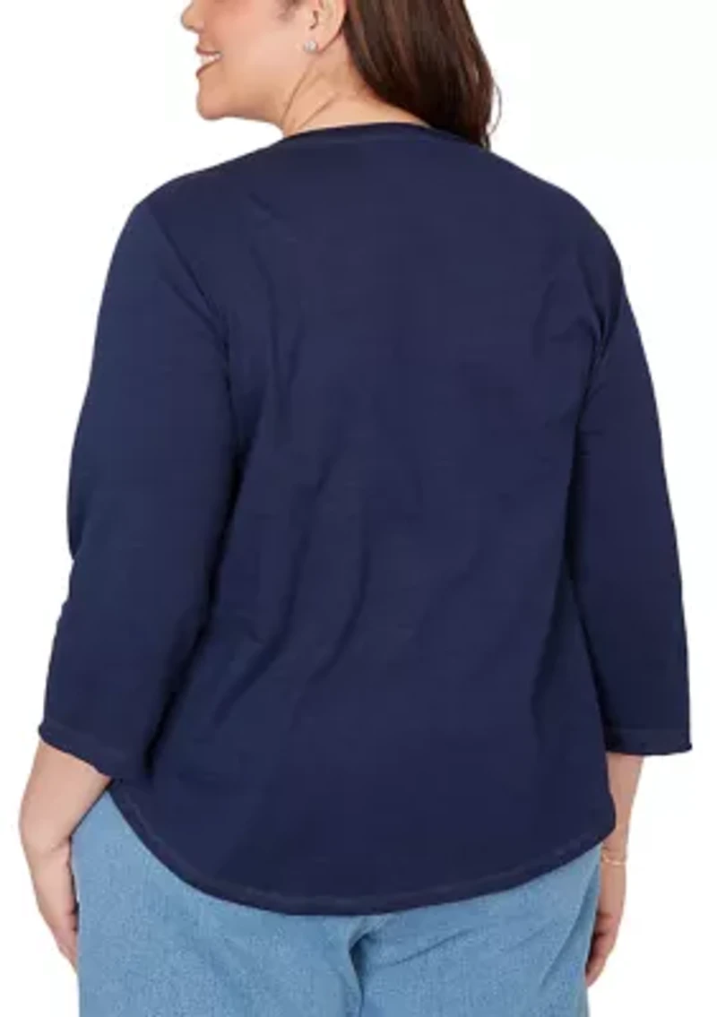 Plus Austin Diamond Geometric Heat Set Top