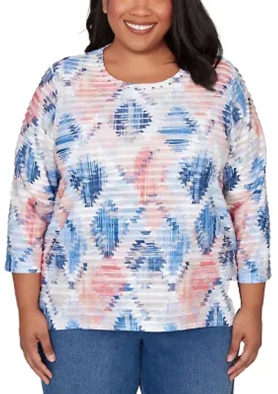 Plus Austin Aztec Diamond Top
