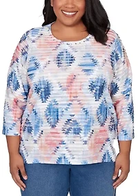 Plus Austin Aztec Diamond Top