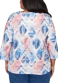 Plus Austin Aztec Diamond Top