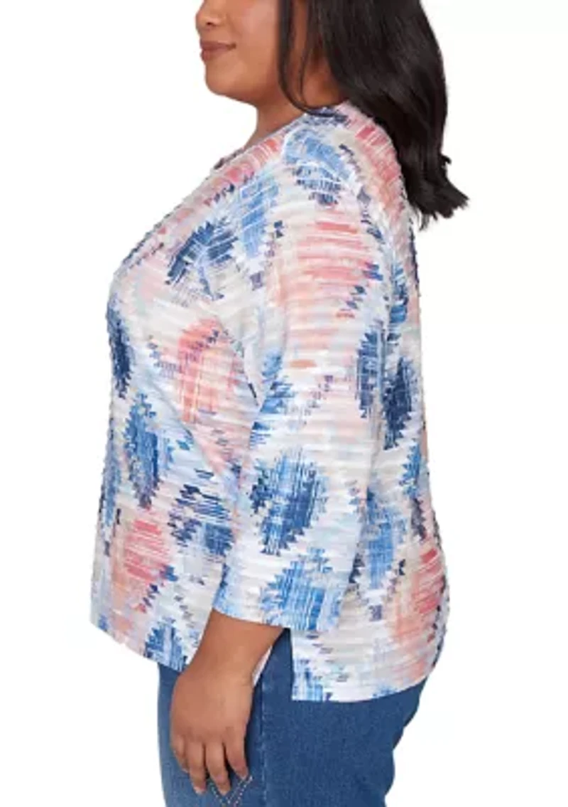 Plus Austin Aztec Diamond Top