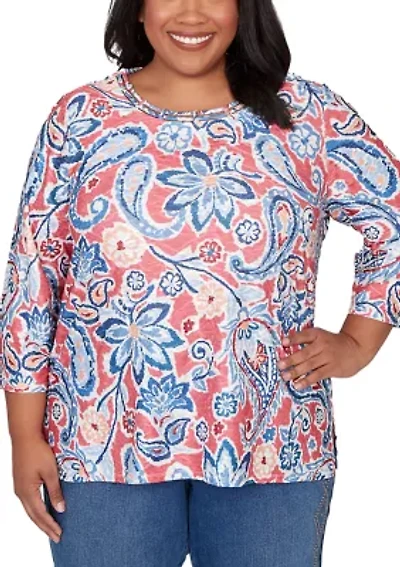 Plus Austin Paisley Floral Top