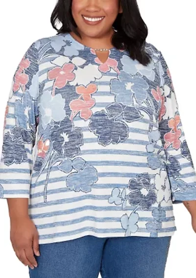 Plus Austin Stripe Floral Top