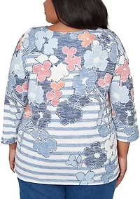 Plus Austin Stripe Floral Top