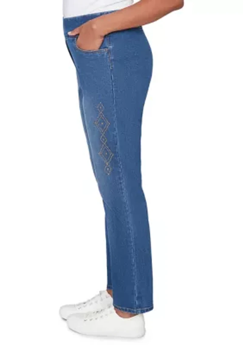 Petite Austin Proportioned Short Geo Heat Set Pants