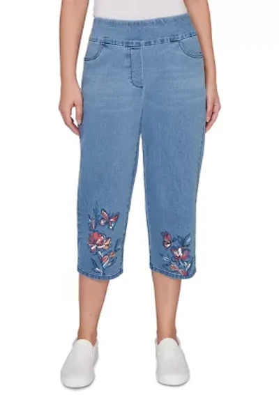 Petite Austin Butterfly Floral Pigment Print Ankle Pants