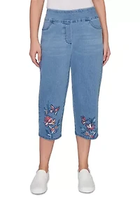 Petite Austin Butterfly Floral Pigment Print Ankle Pants