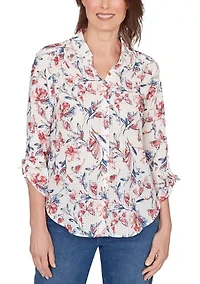 Petite Austin Etched Floral And Butterfly Top