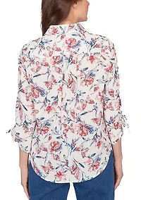 Petite Austin Etched Floral And Butterfly Top