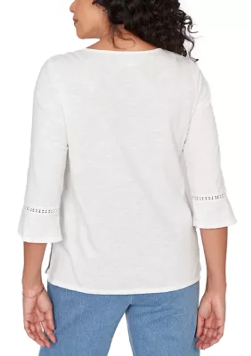 Petite Austin Embroidered Butterfly Top