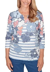 Petite Austin Stripe Floral Top