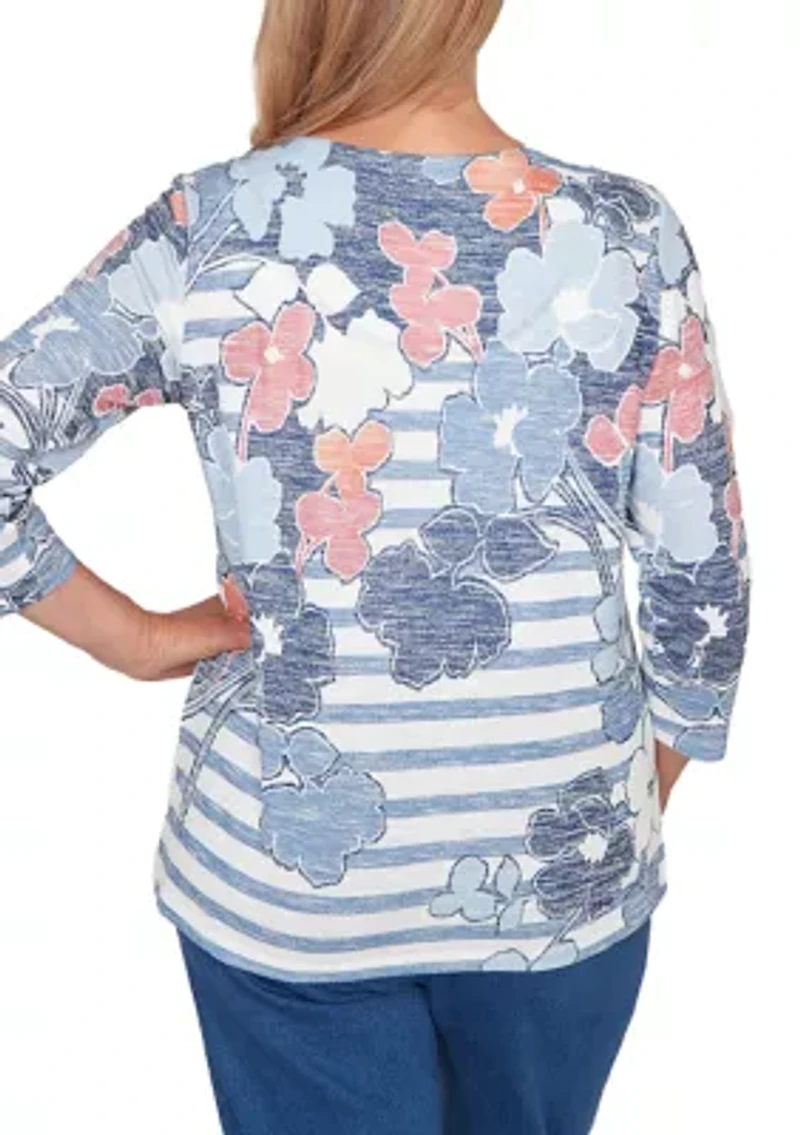 Petite Austin Stripe Floral Top