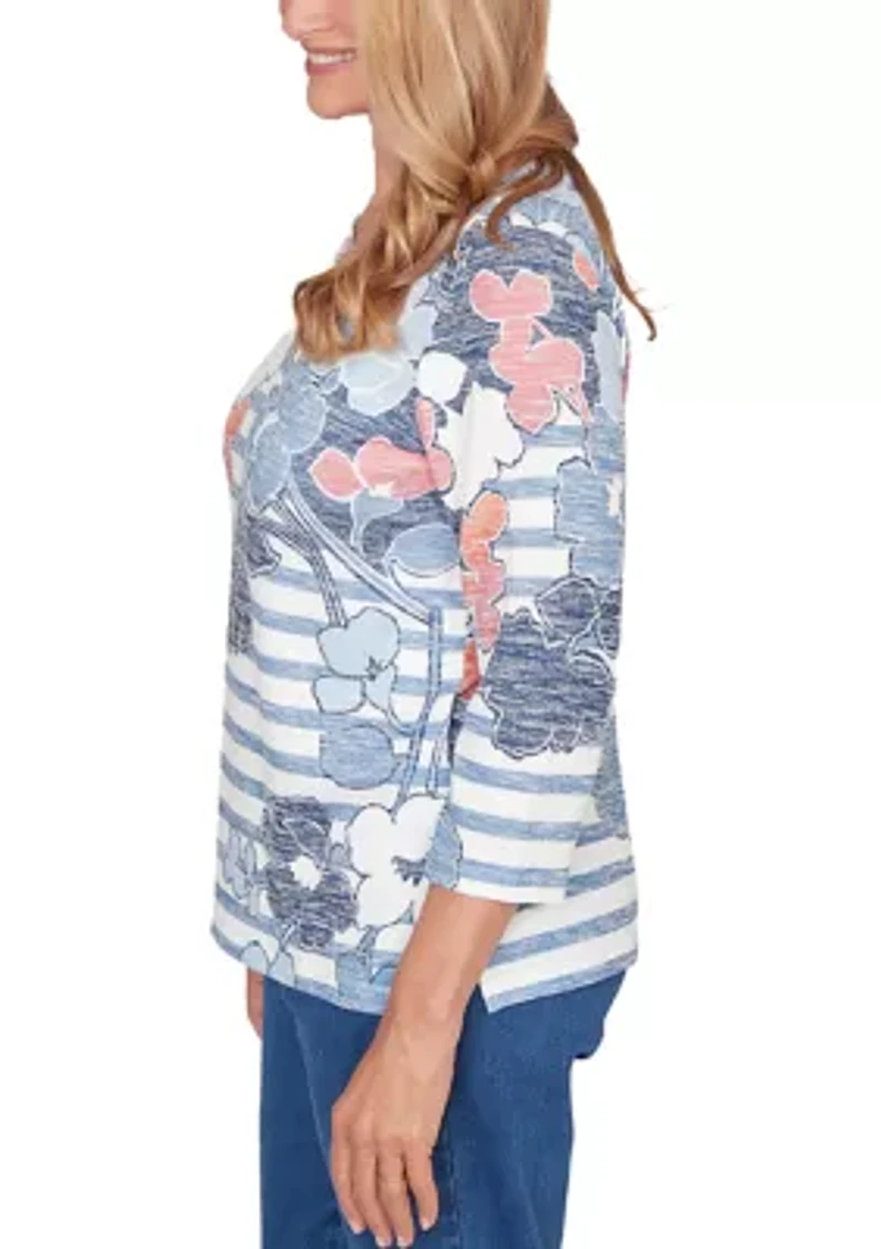 Petite Austin Stripe Floral Top