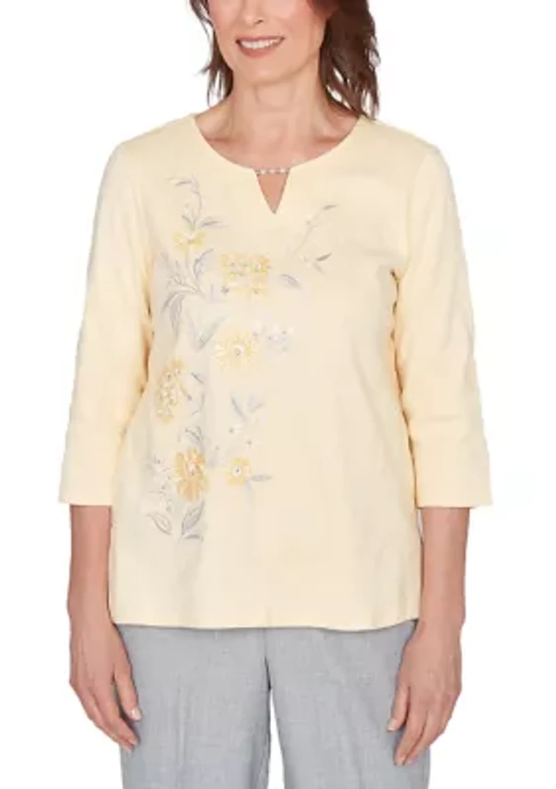 Women's Al Fresco Asymmetric Embroidery Top