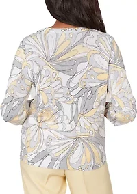Women's Missy Al Fresco Abstract Buttefly Print Top