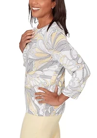 Women's Missy Al Fresco Abstract Buttefly Print Top