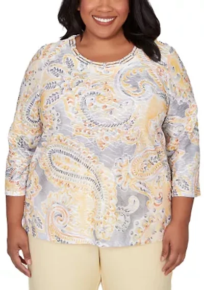 Plus Al Fresco Paisley Patch Top