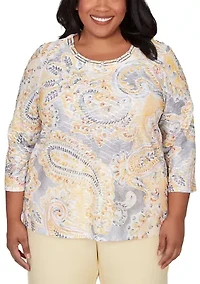 Plus Al Fresco Paisley Patch Top
