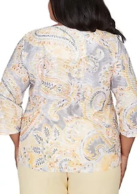 Plus Al Fresco Paisley Patch Top