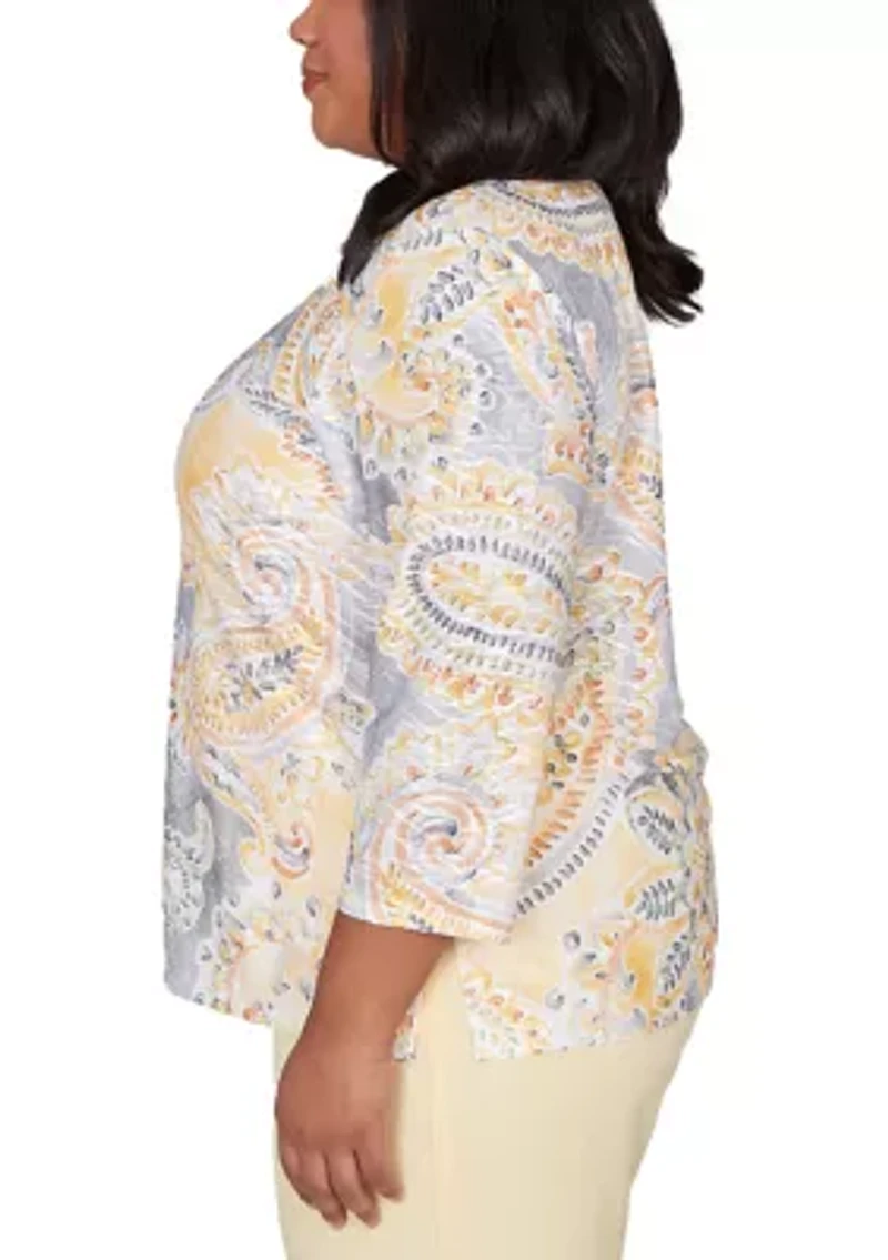 Plus Al Fresco Paisley Patch Top