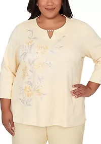 Plus Al Fresco Asymmetric Embroidery Top