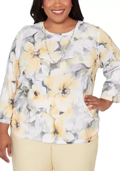 Plus Al Fresco Watercolor Floral Top