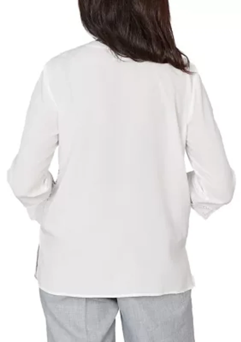 Petite Al Fresco Cut Out Lace Front Blouse