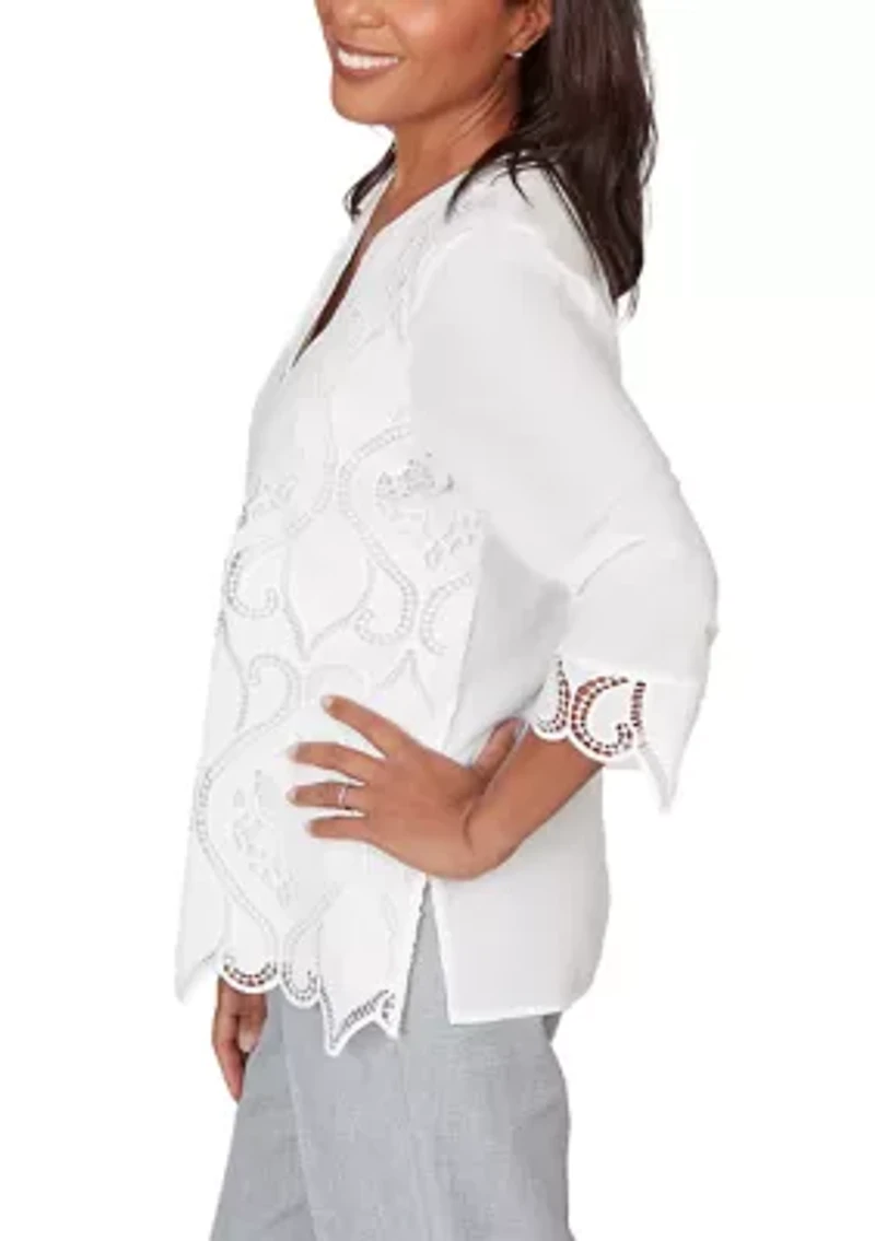 Petite Al Fresco Cut Out Lace Front Blouse