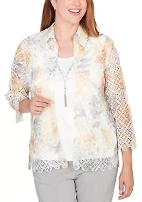 Petite Al Fresco Floral Lace Two For One Top