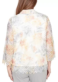 Petite Al Fresco Floral Lace Two For One Top