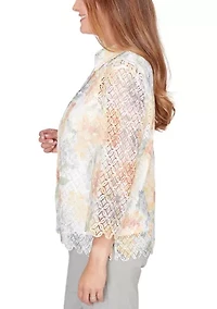 Petite Al Fresco Floral Lace Two For One Top