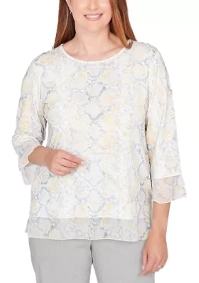 Petite Al Fresco Python Print Top