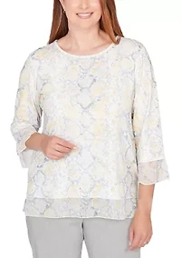 Petite Al Fresco Python Print Top