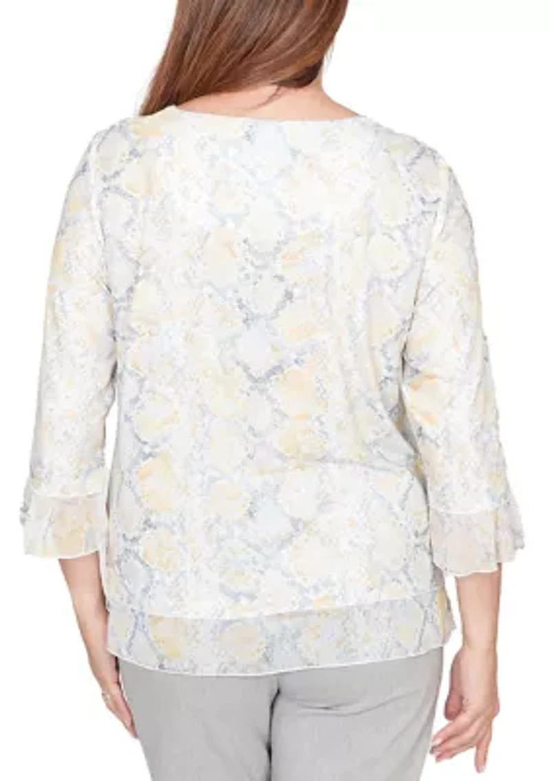 Petite Al Fresco Python Print Top