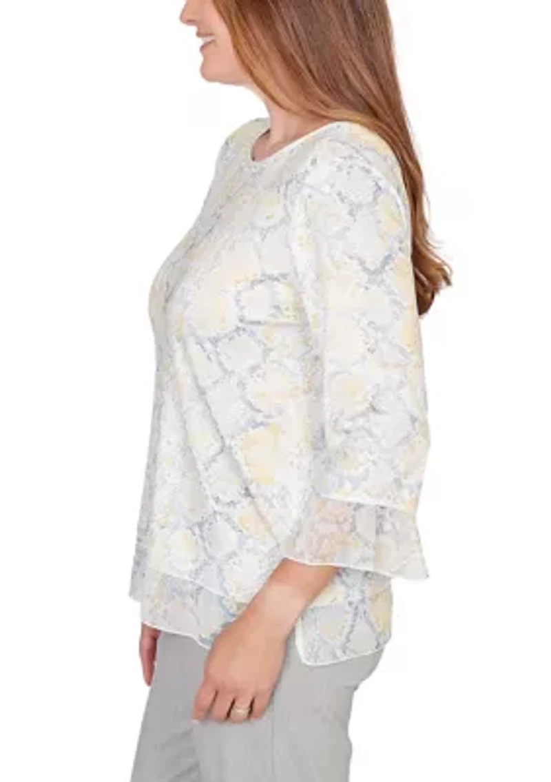 Petite Al Fresco Python Print Top