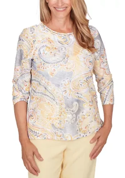 Petite Al Fresco Paisley Patch Top