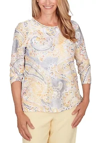 Petite Al Fresco Paisley Patch Top