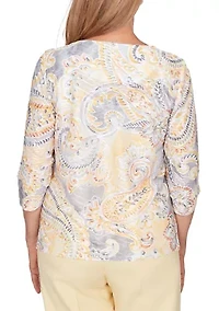 Petite Al Fresco Paisley Patch Top