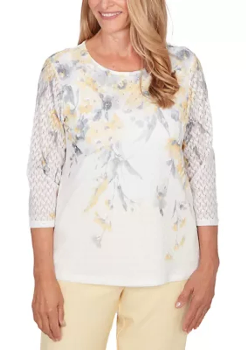 Petite Al Fresco Floral Yoke Top