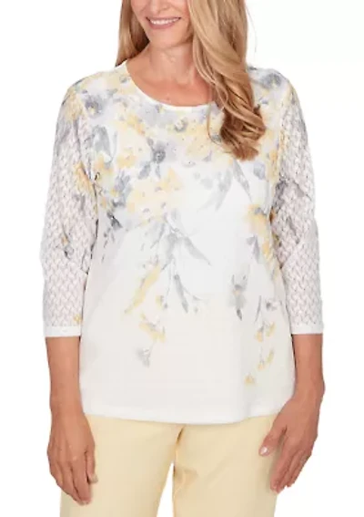 Petite Al Fresco Floral Yoke Top