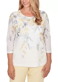 Petite Al Fresco Floral Yoke Top