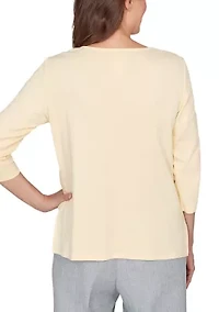 Petite Al Fresco Asymmetric Embroidery Top